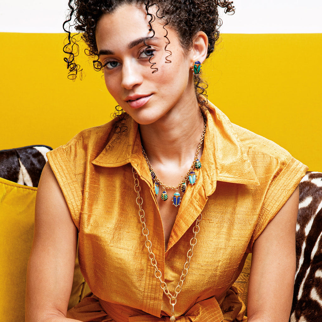 Scarab Family Necklace in Multi