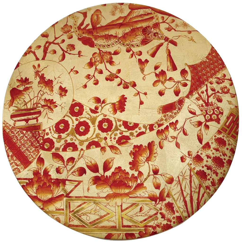 Ceramic Plate Round Placemats in Coral & Gold