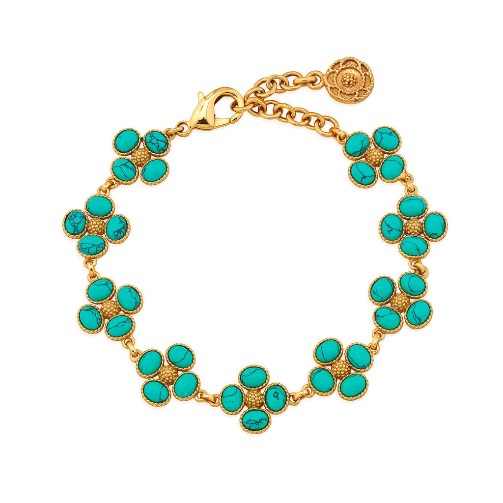Berry Clover Link Bracelet in Turquoise