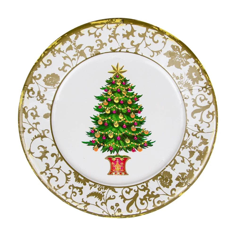 Gilded Tree Dinner Plates, Set of 8