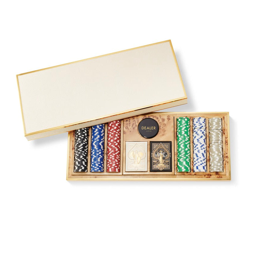 Shagreen Poker Set in Cream