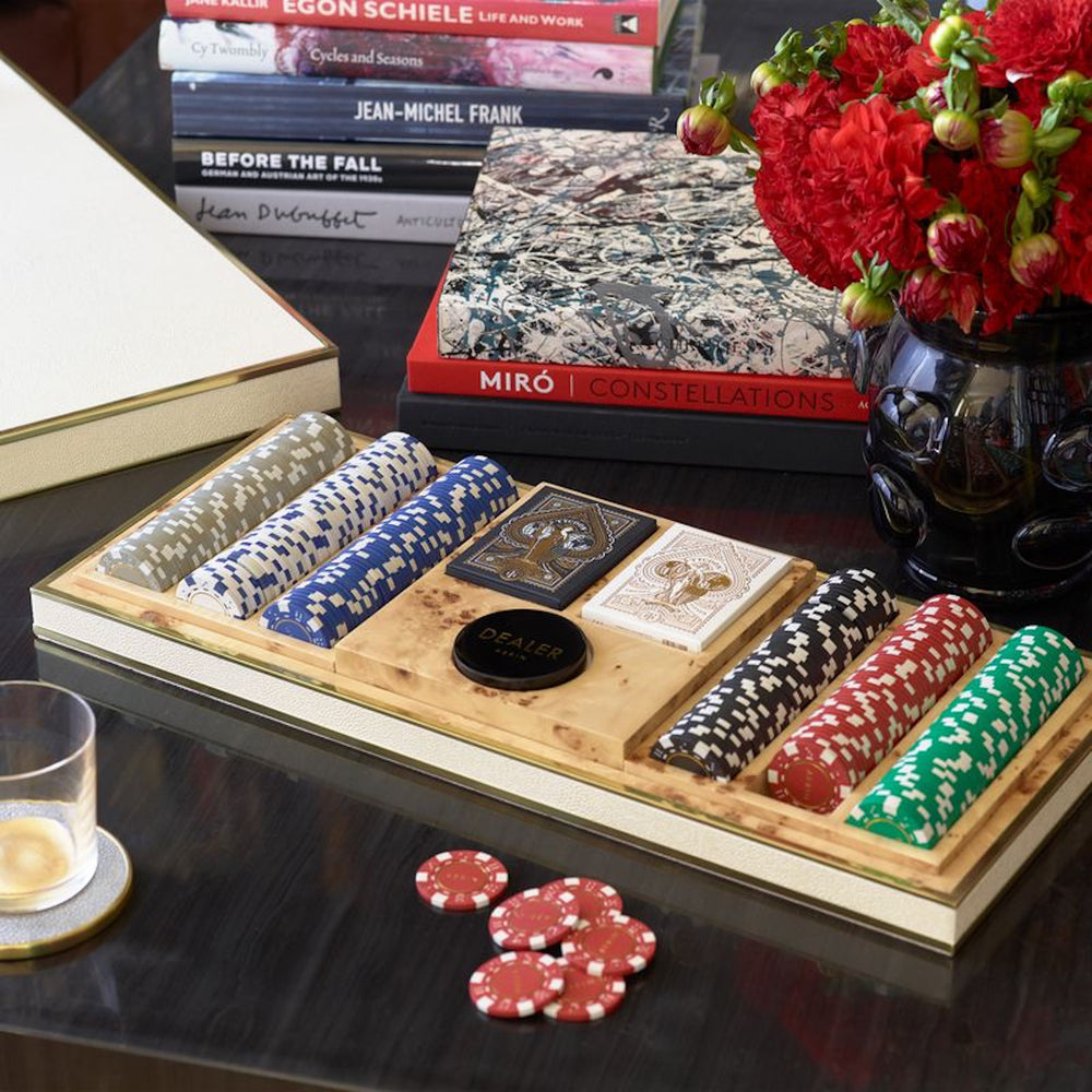 Shagreen Poker Set in Cream