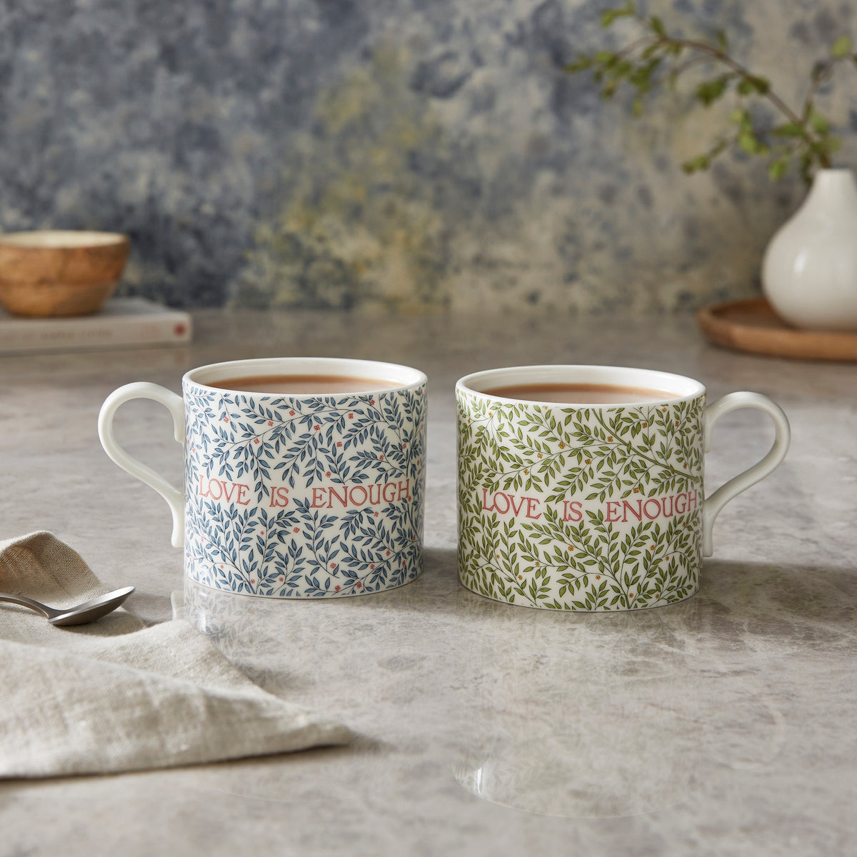 Morris & Co. “Love is Enough” Mugs, Set of 2