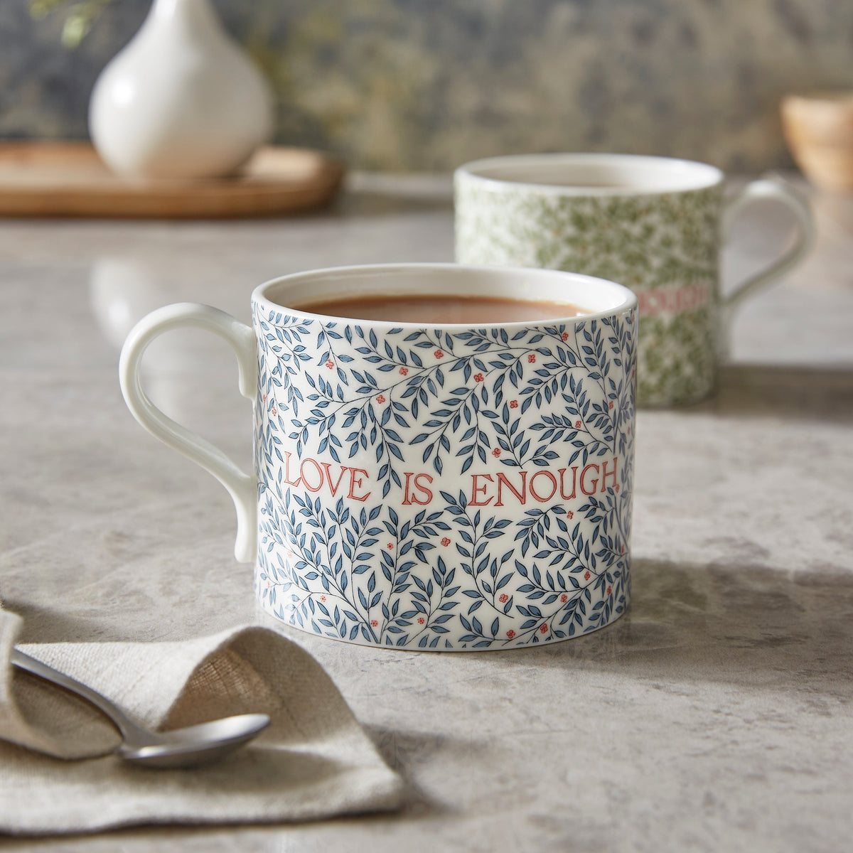 Morris & Co. “Love is Enough” Mugs, Set of 2
