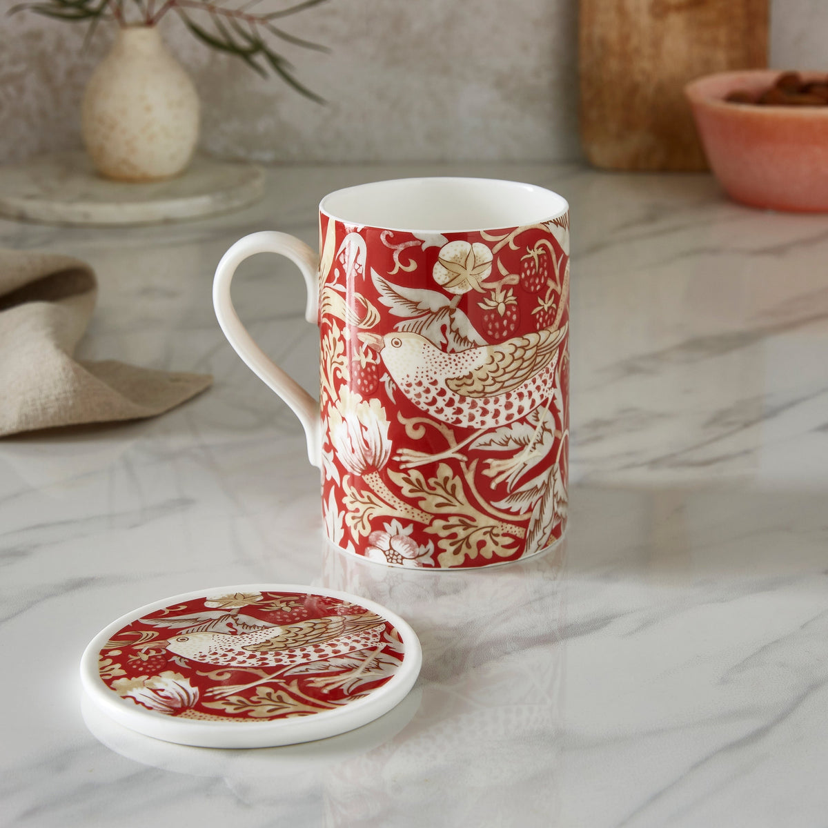 Morris & Co. Mug & Coaster Set in Indian Red