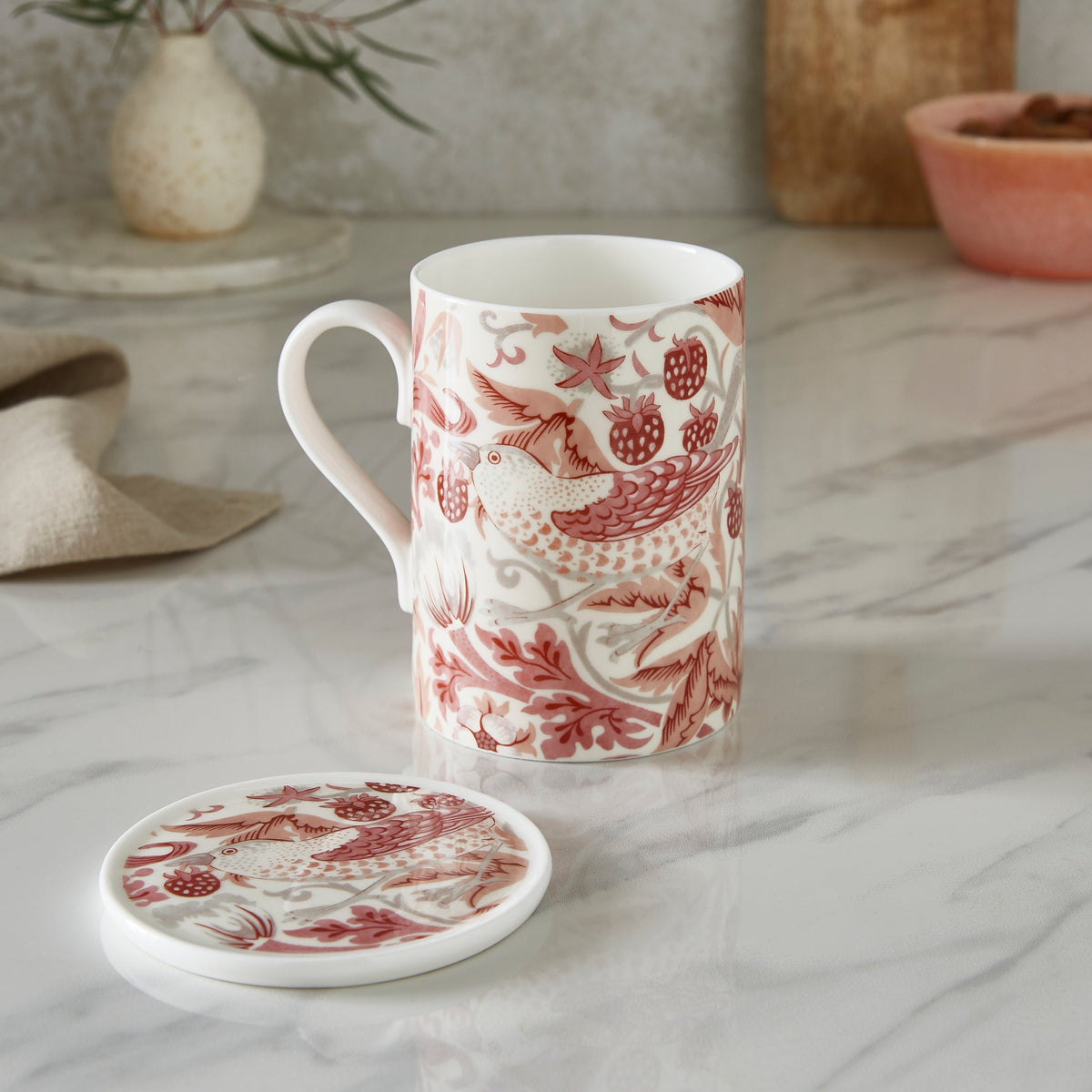 Morris & Co. Mug & Coaster Set in Madder