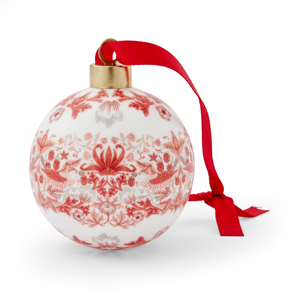 Morris & Co. Bauble in Strawberry Thief Madder