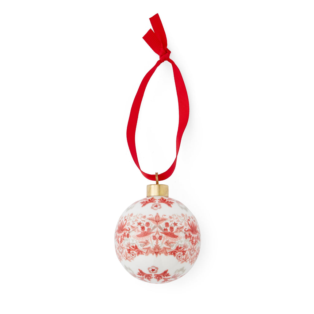Morris & Co. Bauble in Strawberry Thief Madder