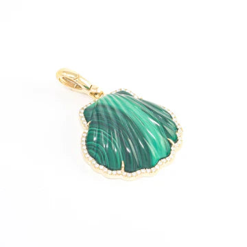 Carved Stone Shell In Diamond Frame Charm