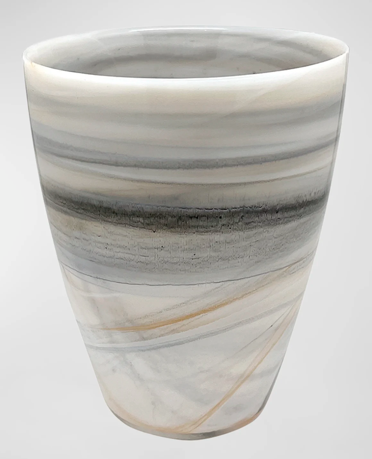 Alabaster Marbled Round Vase, Small