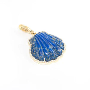 Carved Stone Shell In Diamond Frame Charm