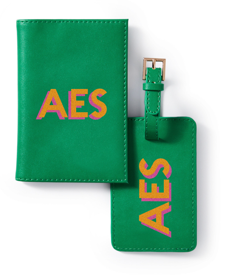 Fillmore Luggage Tag and Passport Case- Kelly Green/Style Q44