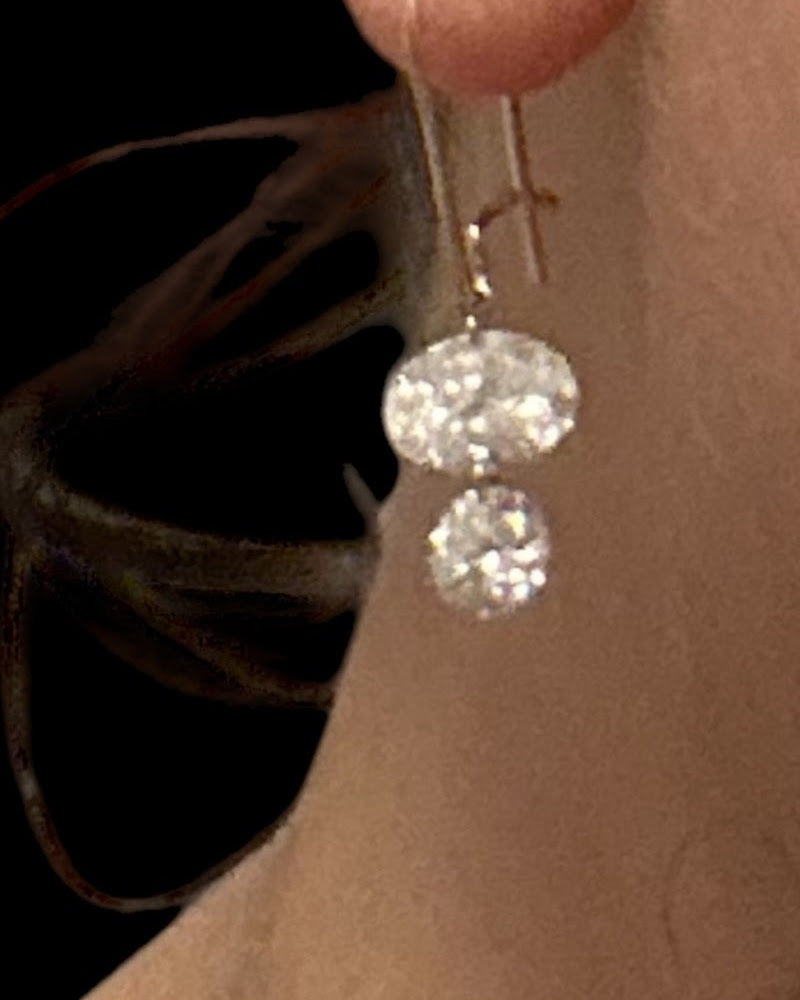 Oval 3 Carat Floating Diamond Earrings