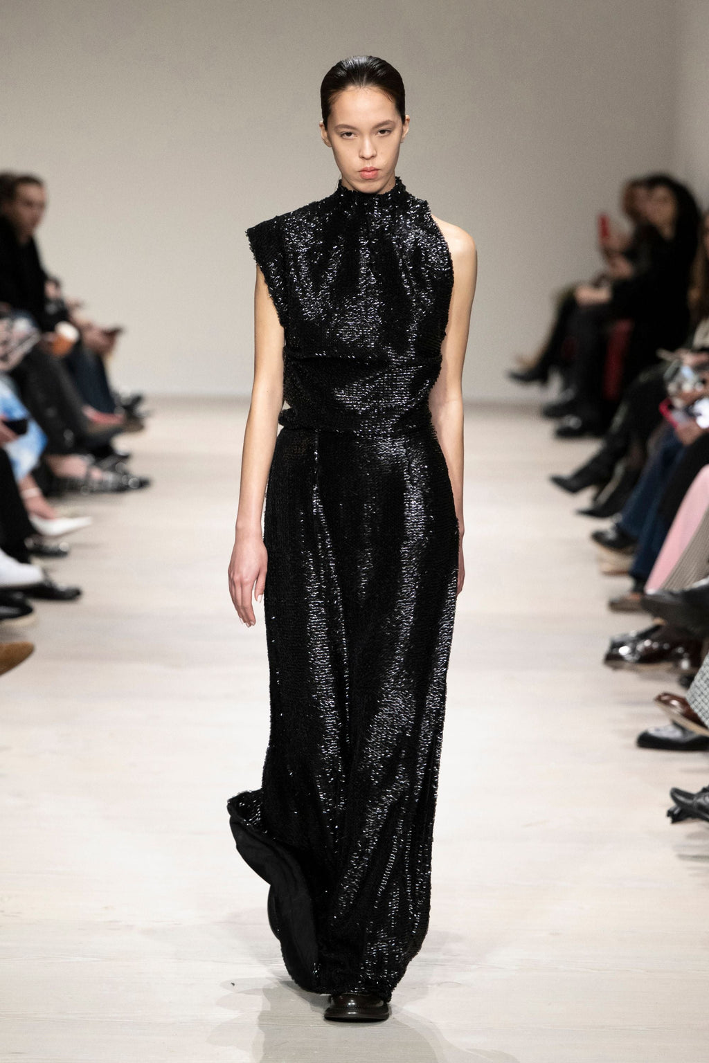 Conlan Dress in Black Textured Sequin