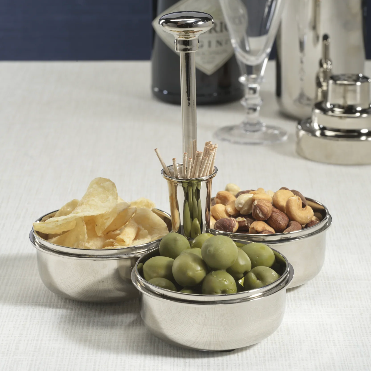 Basso Condiment Trio with Cocktail Pick Holder