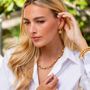 Berry Clover Drop Earrings in Gold