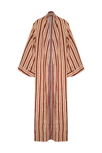 Rafaela Linen Kaftan in Red Stripes