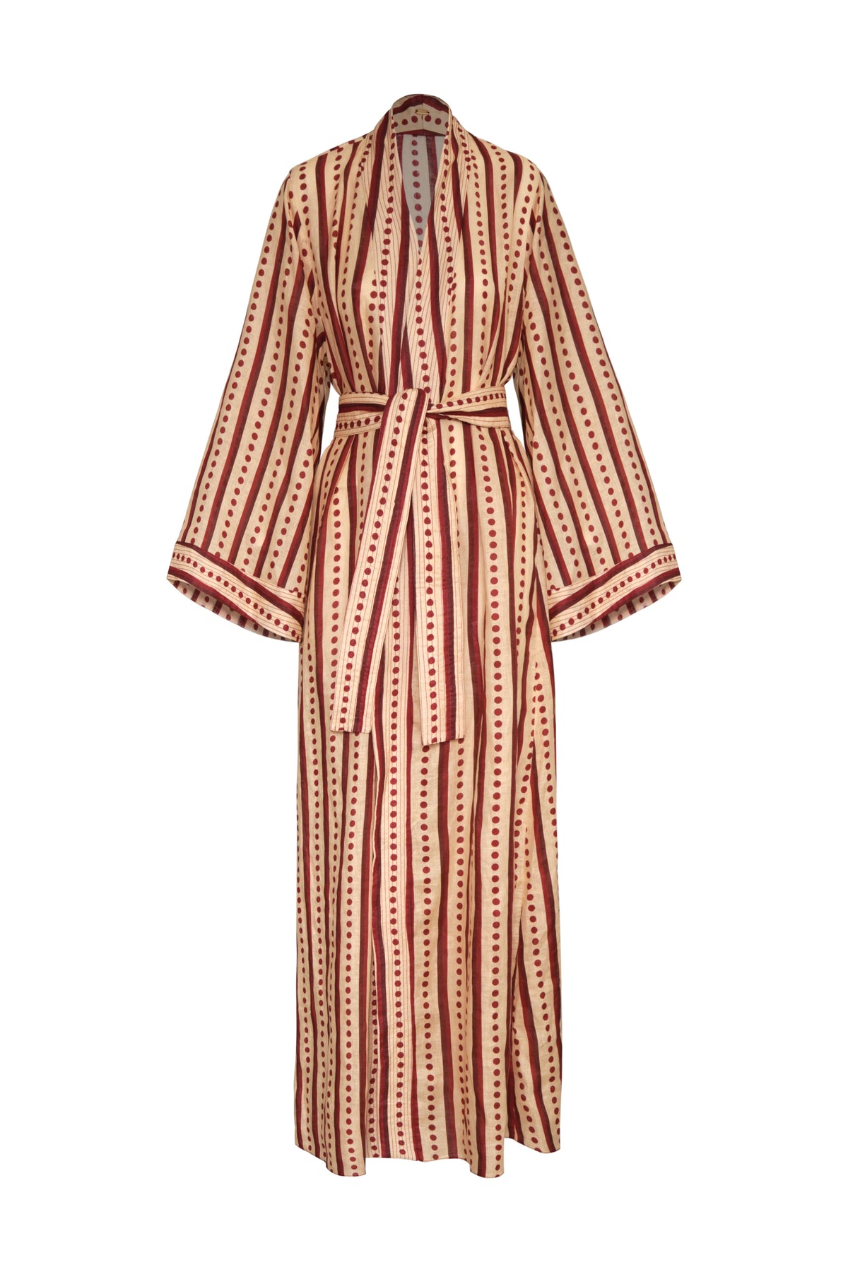 Rafaela Linen Kaftan in Red Stripes