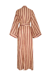 Rafaela Linen Kaftan in Red Stripes