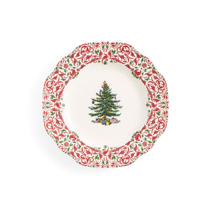 Christmas Tree Yuletide 10.5" Scalloped Dinner Plates, Set of 4