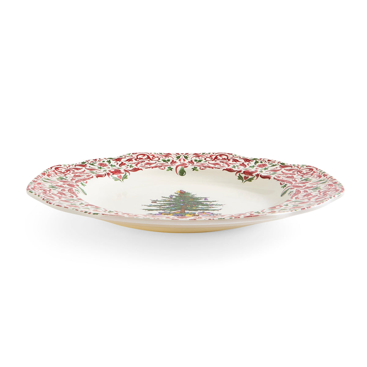 Christmas Tree Yuletide 10.5" Scalloped Dinner Plates, Set of 4