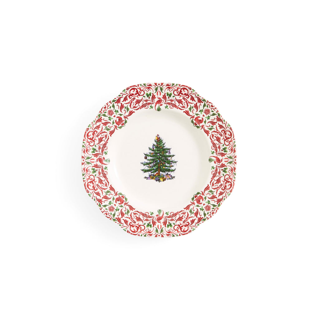 Christmas Tree Yuletide 8" Scalloped Salad Plates, Set of 4