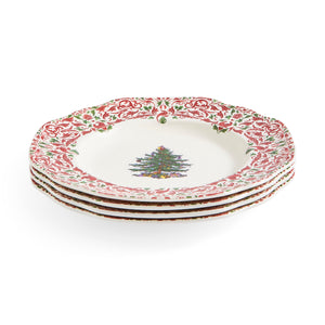 Christmas Tree Yuletide 8" Scalloped Salad Plates, Set of 4