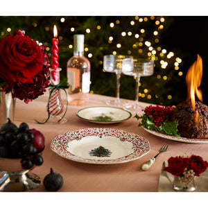 Christmas Tree Yuletide 8" Scalloped Salad Plates, Set of 4