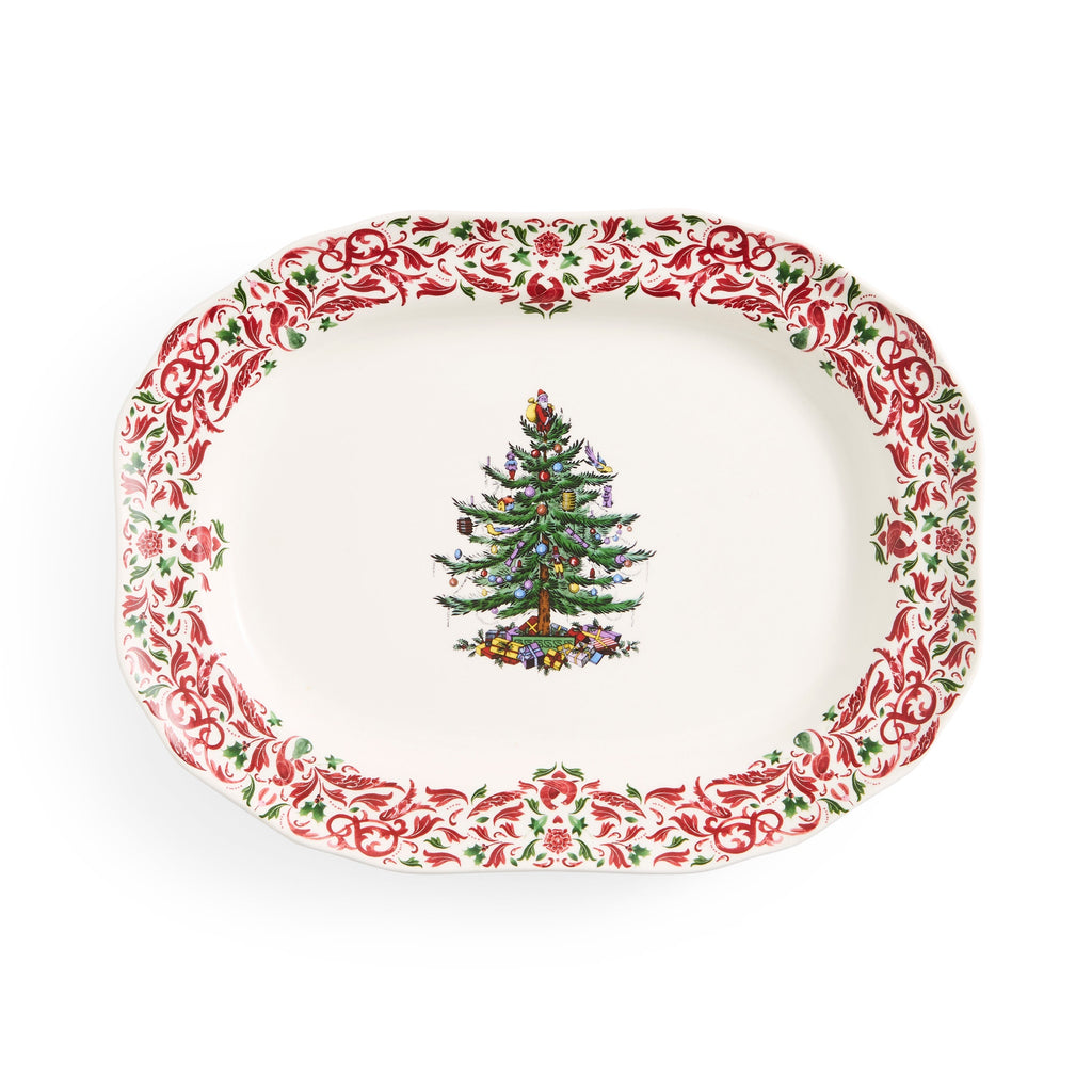 Christmas Tree Yuletide 14" Rectangular Tray