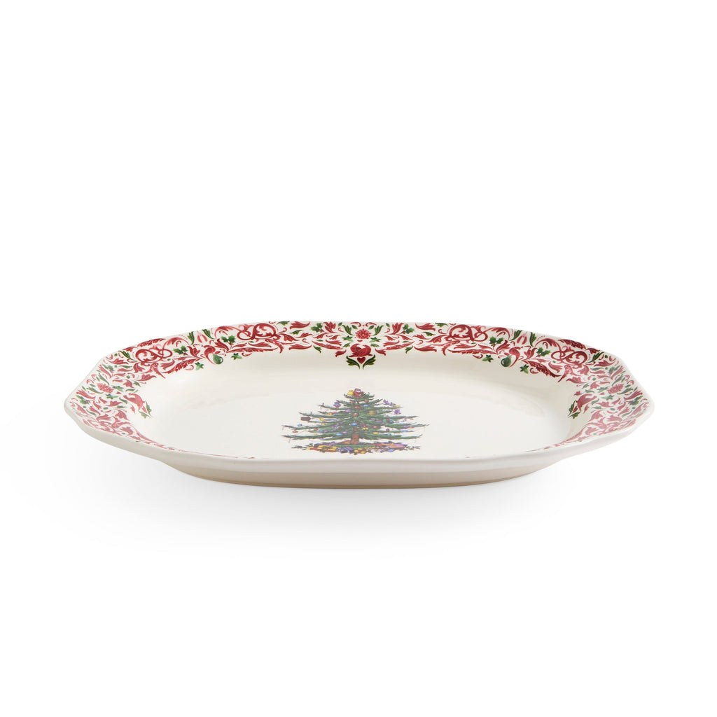 Christmas Tree Yuletide 14" Rectangular Tray