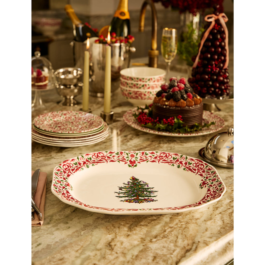 Christmas Tree Yuletide 14" Rectangular Tray