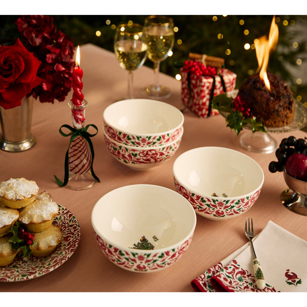 Christmas Tree Yuletide 6.5" Bowls, Set of 4