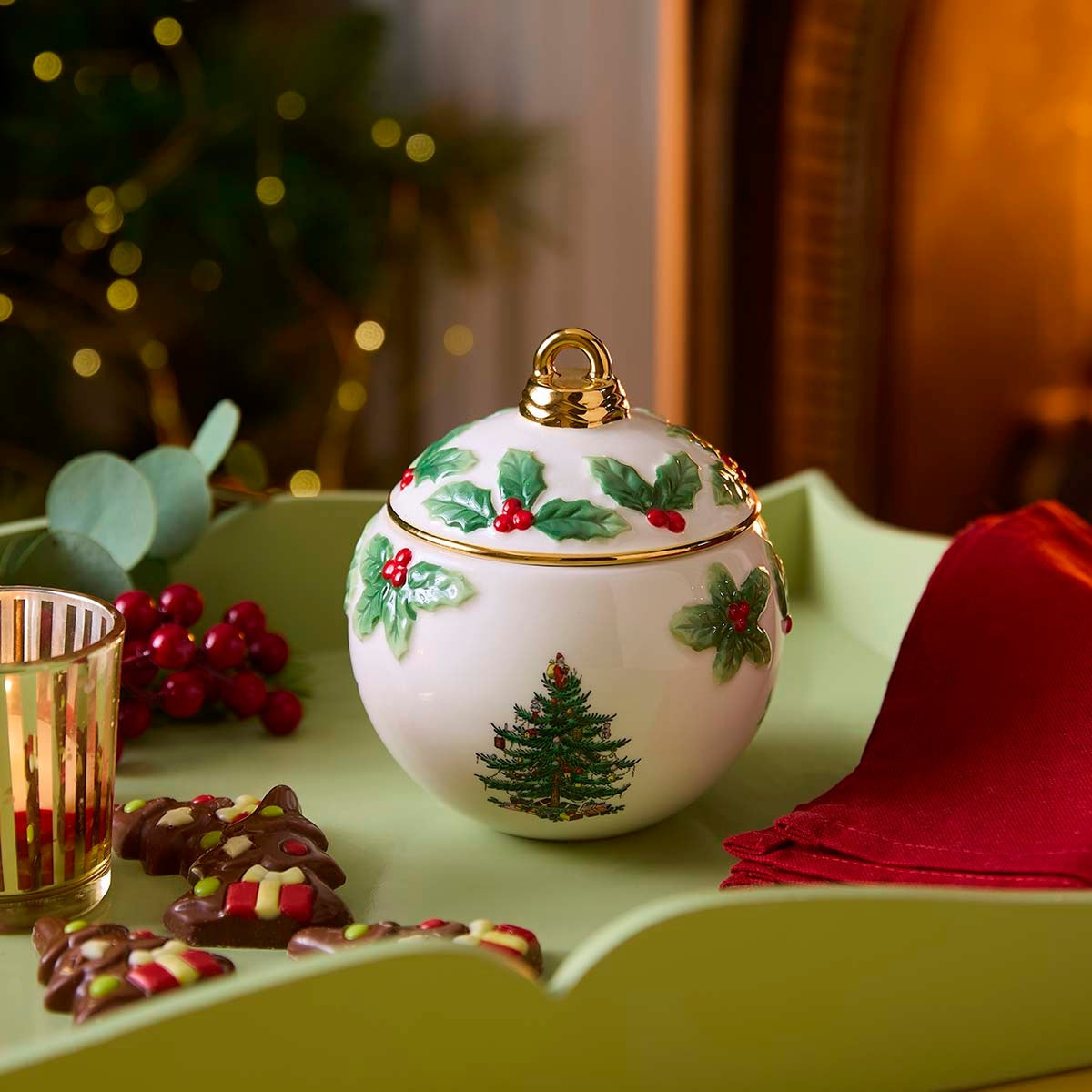 Christmas Memories 5" Bauble Lidded Candy Bowl