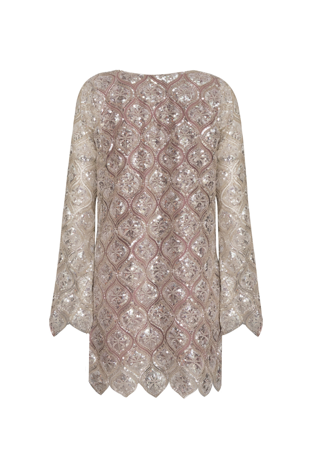 La Maestranza Sequined Palms Mini Dress in Silver
