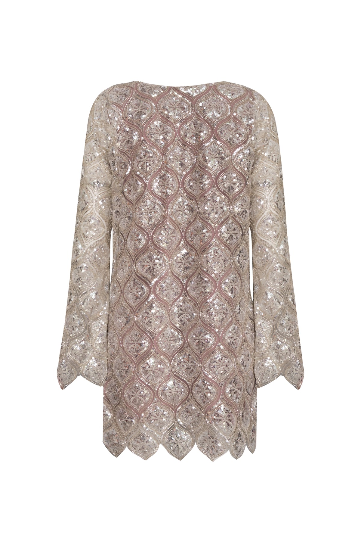 La Maestranza Sequined Palms Mini Dress in Silver