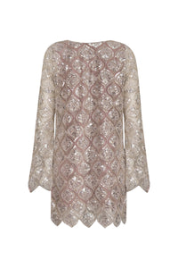 La Maestranza Sequined Palms Mini Dress in Silver