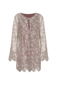 La Maestranza Sequined Palms Mini Dress in Silver