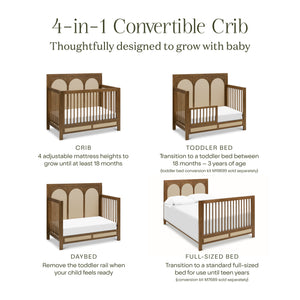 Eloise 4-in-1 Convertible Crib in Natural Walnut & Performance Sand Eco-Weave