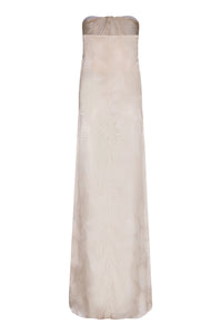 Cayetana Silk Jacquard Maxi Dress in Ivory Rainforest
