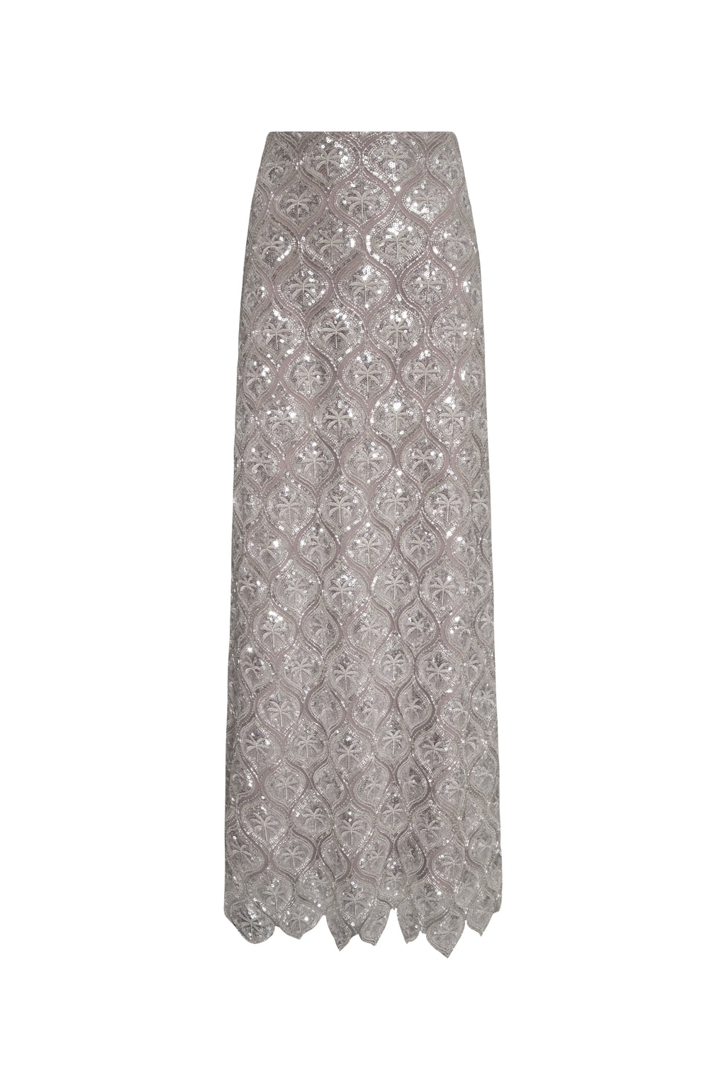 Carlota Palms Sequined Maxi Skirt in Silver