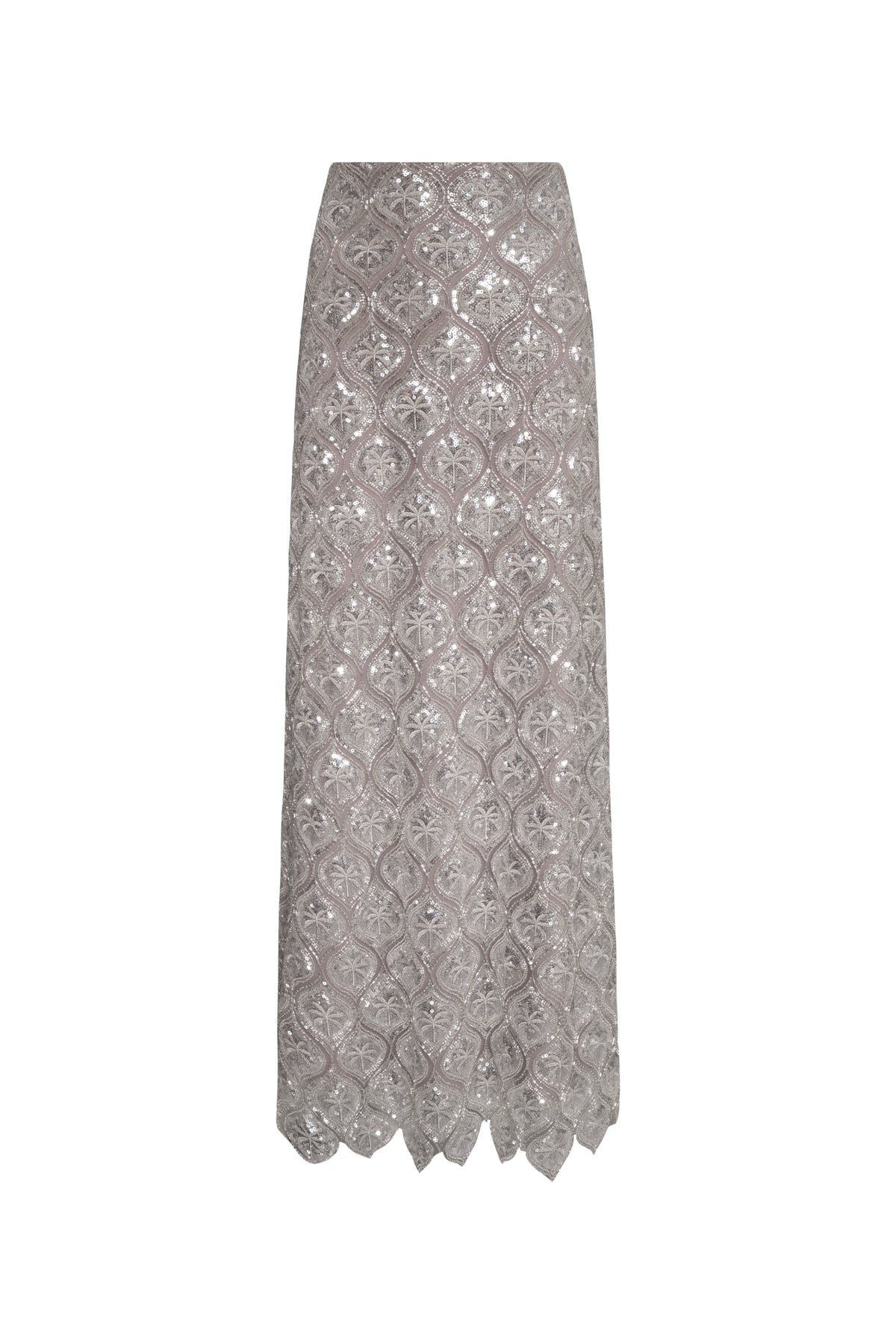 Carlota Palms Sequined Maxi Skirt in Silver