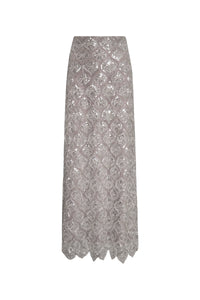 Carlota Palms Sequined Maxi Skirt in Silver