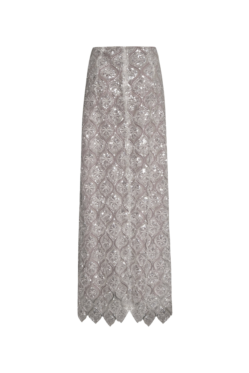 Carlota Palms Sequined Maxi Skirt in Silver