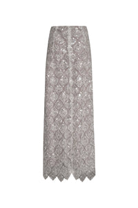 Carlota Palms Sequined Maxi Skirt in Silver
