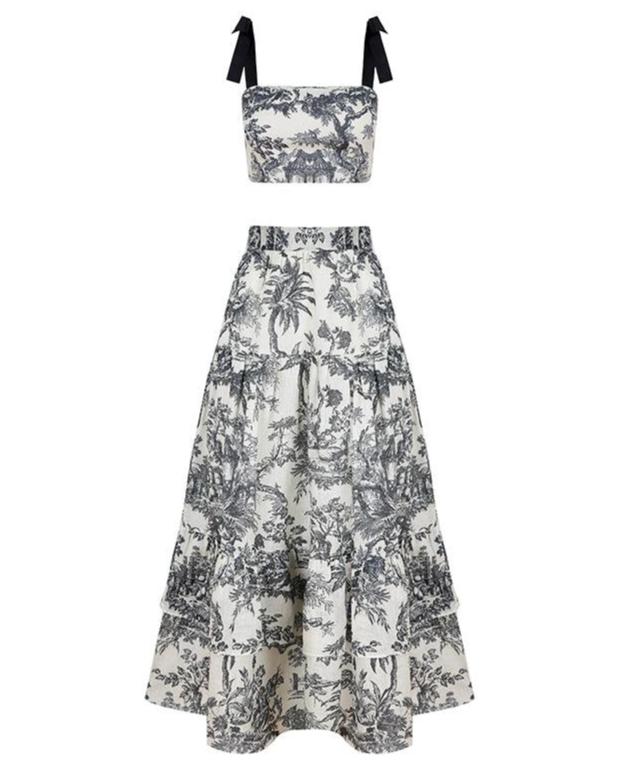 Mia Top And Skirt Set Black Toile | Over The Moon