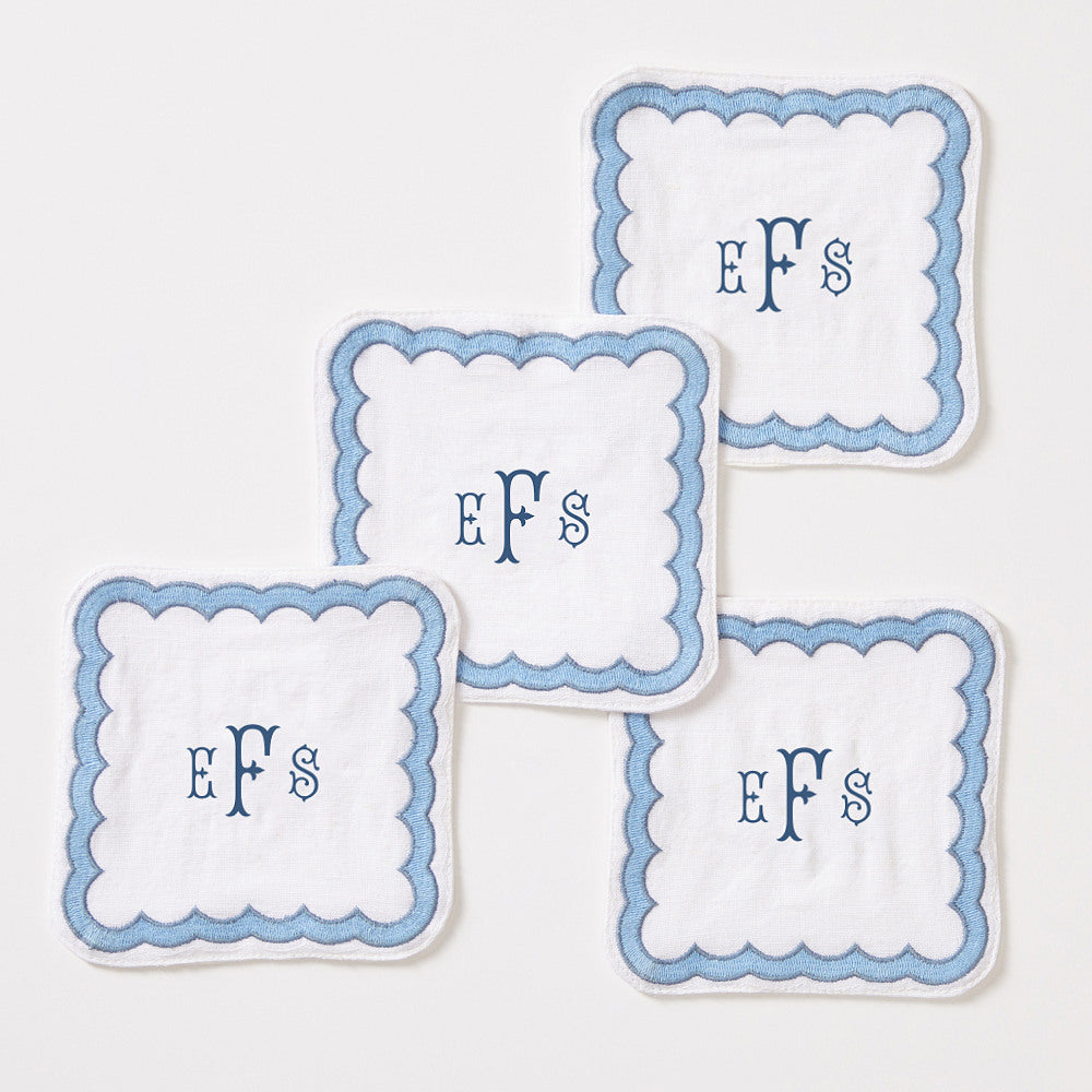 Bespoke Embroidered Coasters, Set of 4