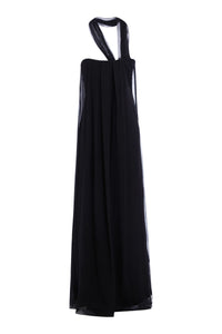 Catalina Black Chiffon Scarf Gown