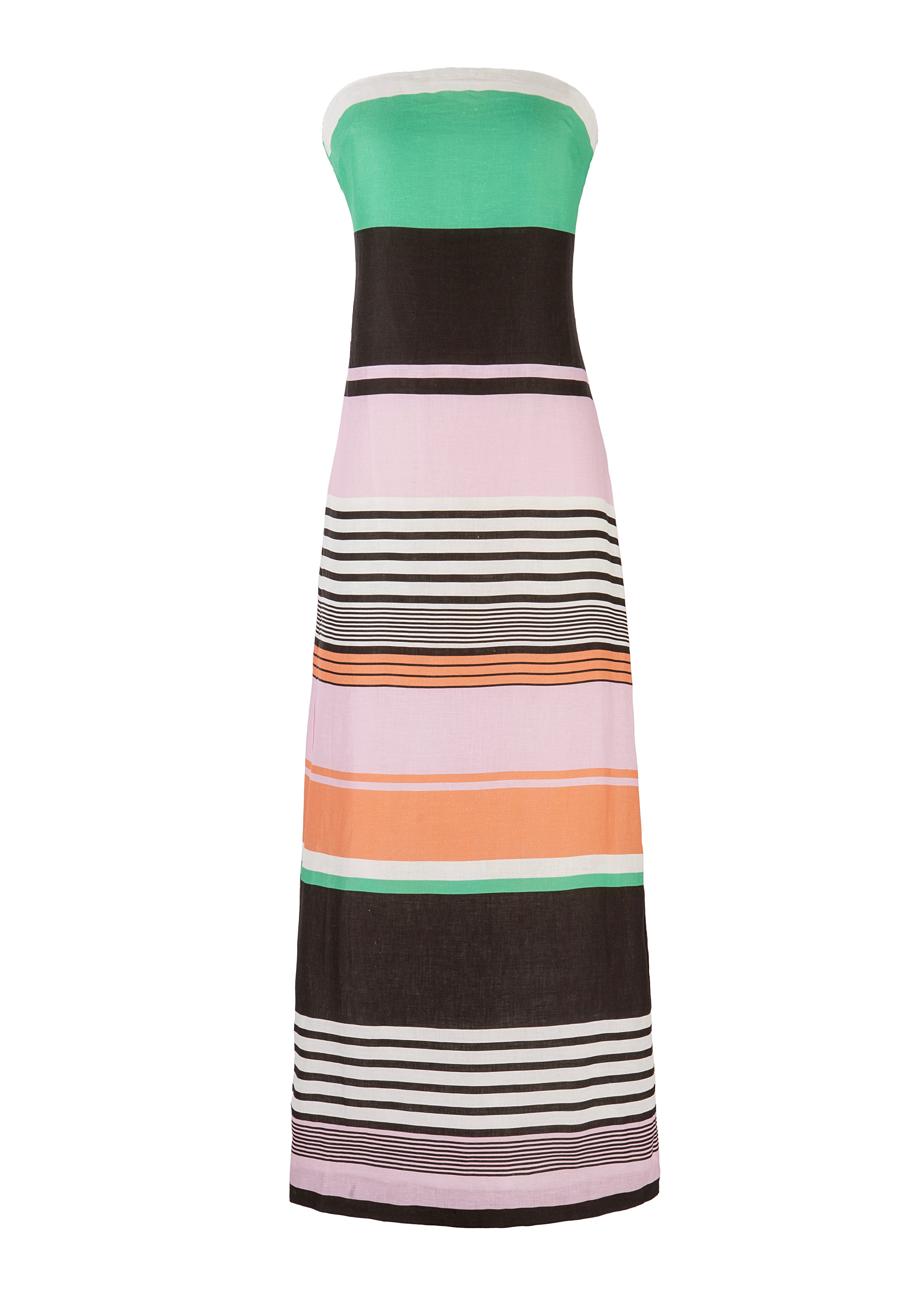 Frieda Strapless Dress in Tango Stripe