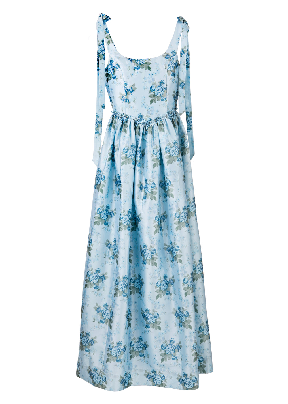 OTM Exclusive: The Marie Dress in Blue Floral Brocade