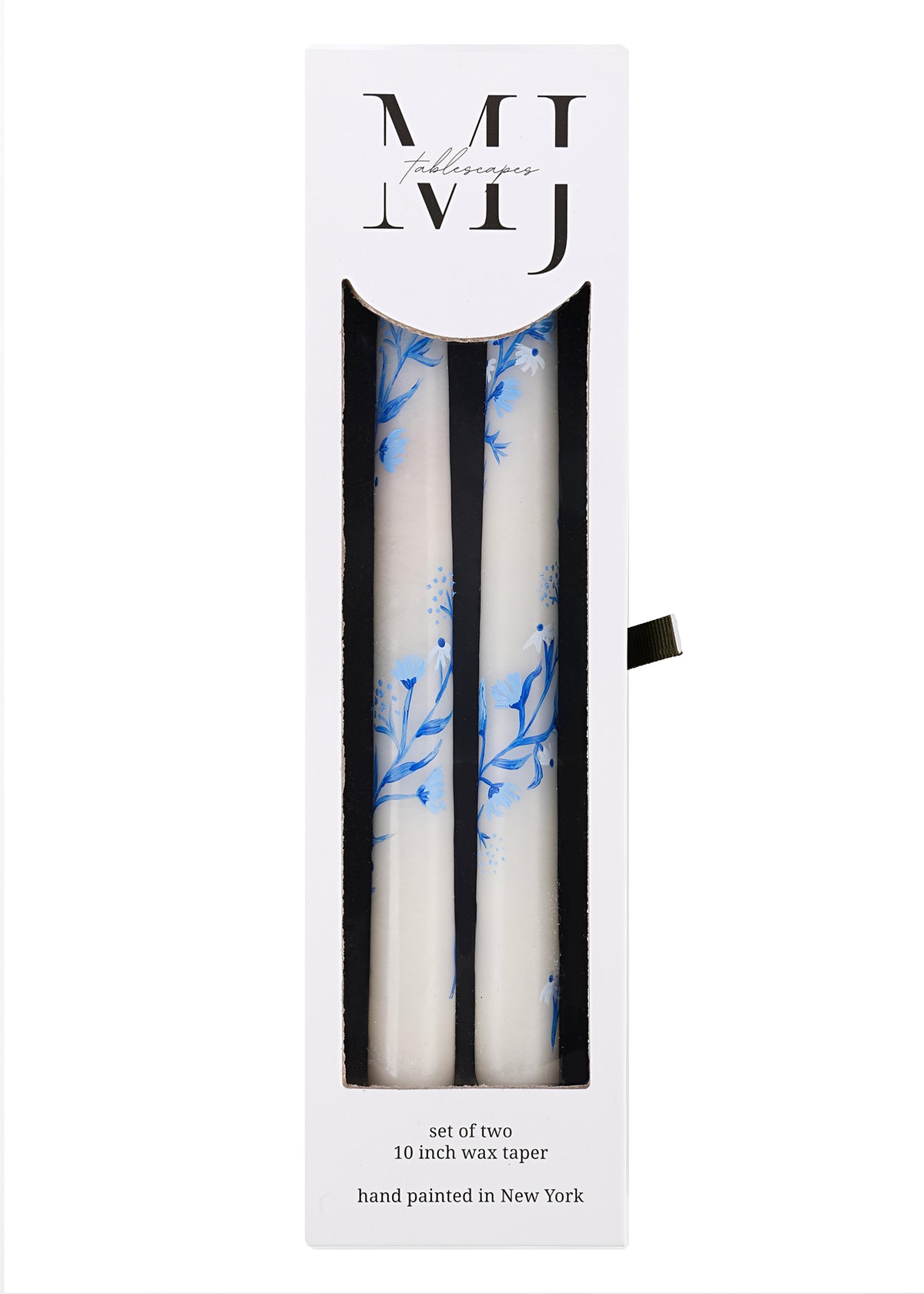 Blue and White Climbing Vine Taper Candles Set of Two